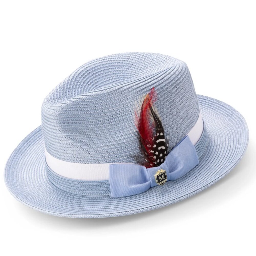 Montique CAROLINA Fedora -Two-Tone Grosgrain Ribbon Band and Feather    H91